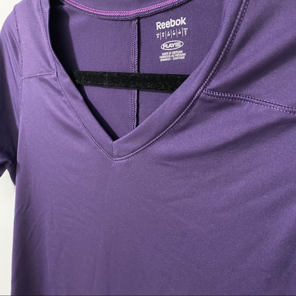 Reebok Purple V-Neck Athletic Play Dry Shirt SMALL - Picture 5 of 5